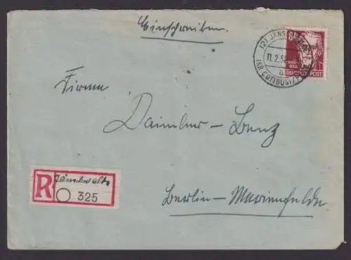 Jänschwalde Kreis Cottbus Peitz Brandenburg DDR R Brief n. Berlin Marienfeld