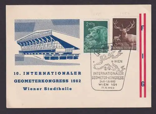 Österreich Brief 10. Int. Geometer - Kongress Wien Sondermarken Jagd 31.8.1962