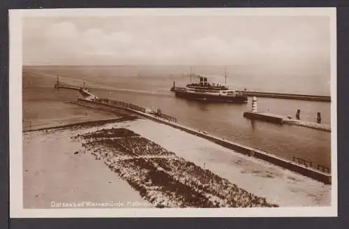 Ansichtskarte Ostseebad Warnemünde Mecklenburg-Vorpommern Hafeneinfahrt