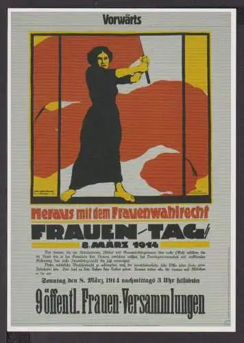 Jugendstil Art Nouveau Künstler Ansichtskarte Vorwärts Frauen-Tag März 1914