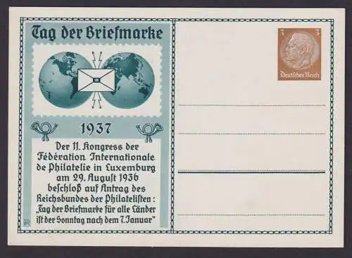 Luxemburg Deutsches Reich Privatganzsache Philatelie Hindenburg Tag der