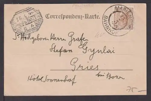 Ansichtskarte Karlsbad Tschechien Hirschensprung 1899 Gries Bozen Italien