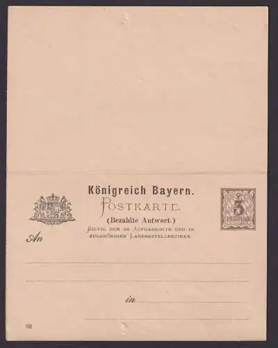 Altdeutschland Bayern Frage & Antwort Ganzsache Wappen