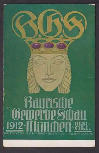 Altdeutschland tolle Künstler Jugendstil Privatganzsache Bayern München Gewerbe-