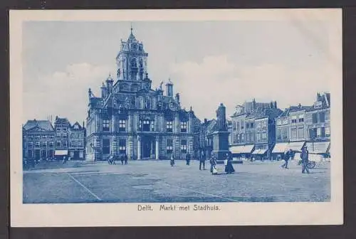 Ansichtskarte Delft Niederlande Markt mit Stadthaus