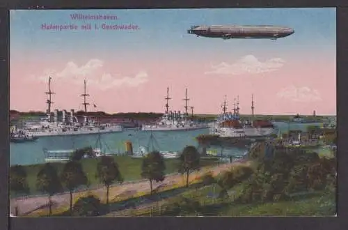 Ansichtskarte Wilhemshaven Niedersachsen Schiffe Marine 1. Geschwader Zeppelin