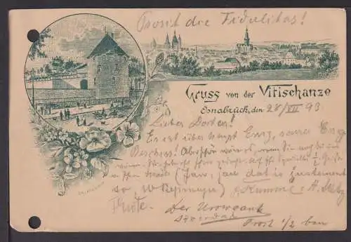 Vorläufer Ansichtskarte Osnabrück Vitischanze Zeitz frühe Karte erst 1893 gel.