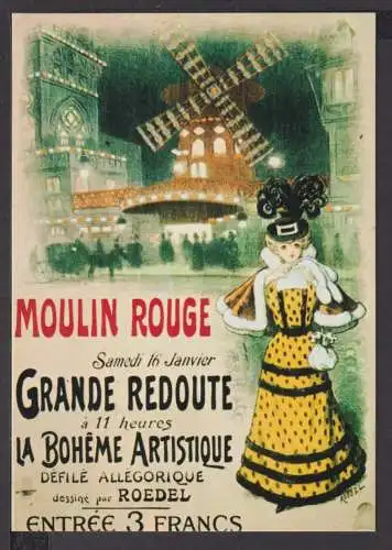 Jugendstil Art Nouveau Künstler Ansichtskarte Moulin Rouge Paris Grande Redoute