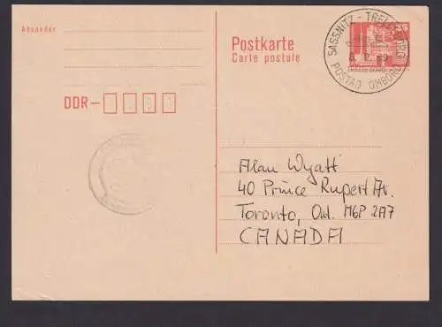 Briefmarken DDR Ganzsache P 87 I Sassnitz Trelleborg Schweden Toronto Kanada