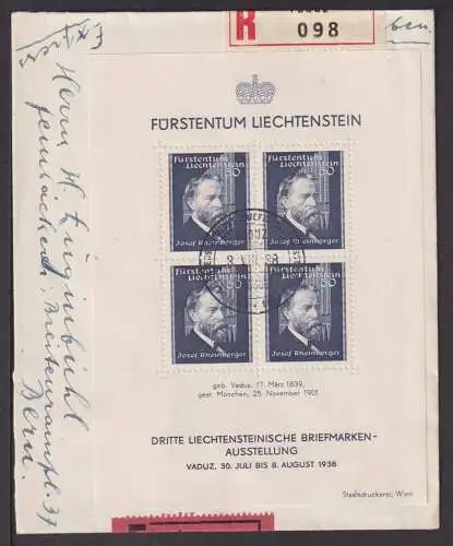 Liechtenstein Auslands Eilboten Einschreibe Brief EF Block 3 Vaduz Bern Schweiz