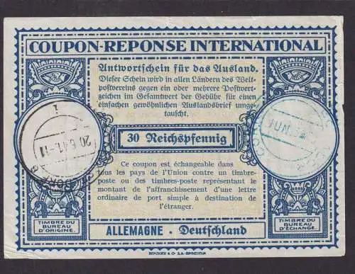 Düsseldorf Int. Antwortschein Deutsches Reich 30 Reichspfennig