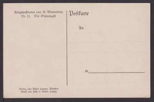 Künstler Ansichtskarte Kriegspostkarte B Wennerberg Nr 11 Der Stammgast
