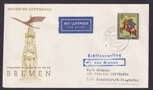 Flugpost Brief Air Mail Berlin Lufthansa von Bremen nach Frankfurt