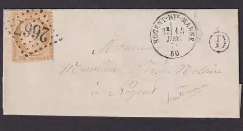 Frankreich Brief EF 15 c. Nr.St. 2667 Nogent - Hte - Marne