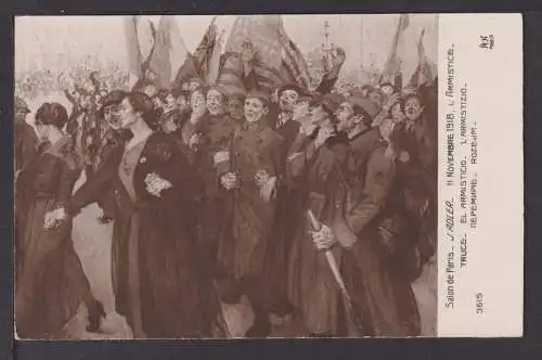 Ansichtskarte Künstlerkarte J. Adler L Armistice 1918 Salon de Paris Frankreich