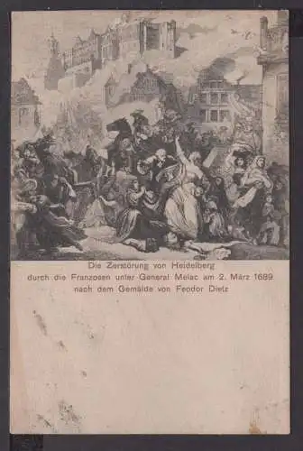 Ansichtskarte Künstlerkarte Feodor Dietz Die Zerstörung von Heidelberg