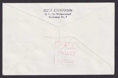 Flugpost Brief Air Mail Berlin Privatganzsache + Bund ZuF Pan American Erstflug