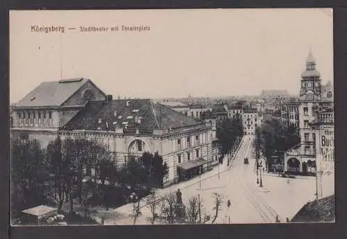 Ansichtskarte Königsberg Ostpreußen Ostgebiete Stadttheater mit Theaterplatz