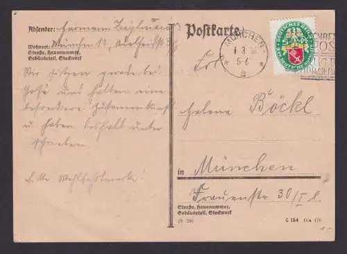 Deutsches Reich Brief EF 430 Nothilfe München Postkarte 1.3.1930