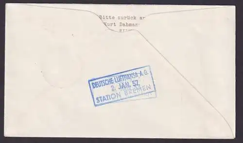 Flugpost Brief Air Mail Hamburg Lufthansa von Bremen 1957