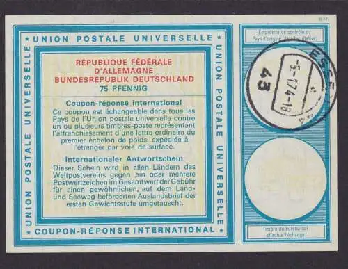 Essen Bundesrepublik Int. Antwortschein 75 Pfg. République Fédérale Allemande