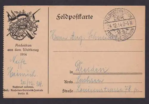 Deutsches Reich Feldpost Dresden Sachsen Andenken aus dem Weltkrieg 1914