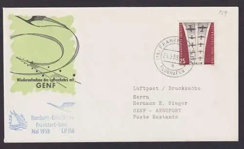 Bund Berlin Brief Flugpost Airmail Frankfurt Main Genf Schweiz Lufthansa LH 156