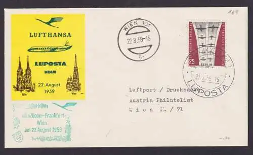 Bund Berlin Brief Flugpost Airmail Köln Wien Österreich Lufthansa