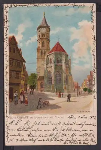 Ansichtskarte Schorndorf Baden-Württemberg Kirche 1902 Reutlingen