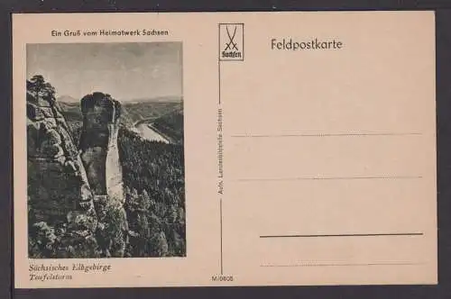 Ansichtskarte Sächsisches Elbgebirge Sachsen Teufelsturm Feldpostkarte