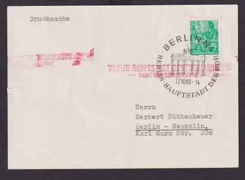 DDR Brief inter. Stempel Brandenburger Tor +roter....nicht der Sowjetzone auf Pk