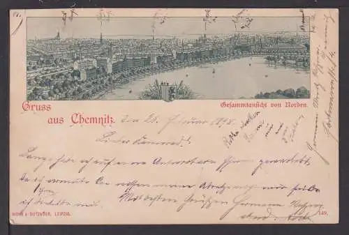 Ansichtskarte Chemnitz Sachsen Gesamtansicht 1898 Heilbronn Baden-Württemberg