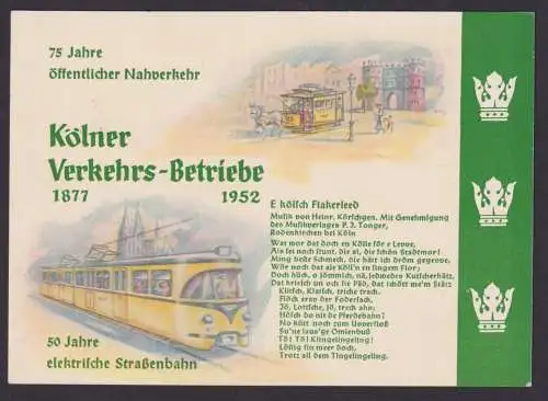 Bund Transport Verkehr Köln Verkehrsbetriebe 50 Jahre Straßenbahn + Mona Lisa