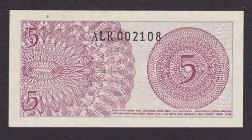 Banknoten Geldscheine Indonesien Asien 5 LIMA SEN 1964 unc.