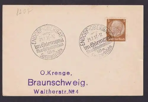 Deutsches Reich Endorf Oberbayern Chimgau Postkarte Braunschweig