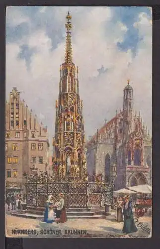 Ansichtskarte Nürnberg Bayern Schöner Brunnen 1909 Brüssel Belgien