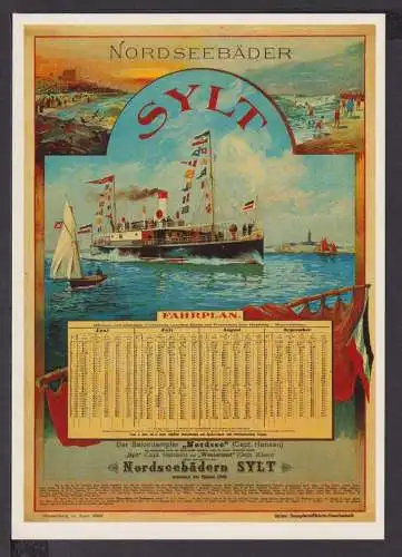 Jugendstil Art Nouveau Künstler Ansichtskarte Nordseebäder Sylt 1899 Schifffahrt