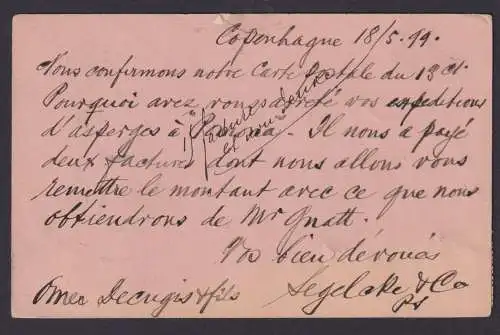 Dänemark Kopenhagen Karte nach Paris Frankreich mit Zwischensteg Portomarken