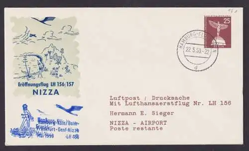 Berlin Privatganzsache Stadtbilder Flugpost Airmail Hamburg Nizza Frankreich