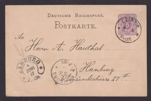 Guter Hufeisenstempel Hamburg Deutsches Reich K1 Leipzig Ganzsache 5 Pfge 300,00