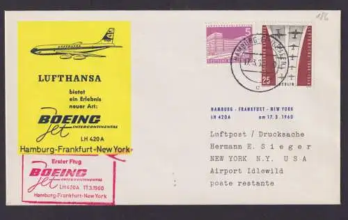 Bund Berlin Brief Flugpost Airmail Hamburg New York USA Lufthansa LH 420 A