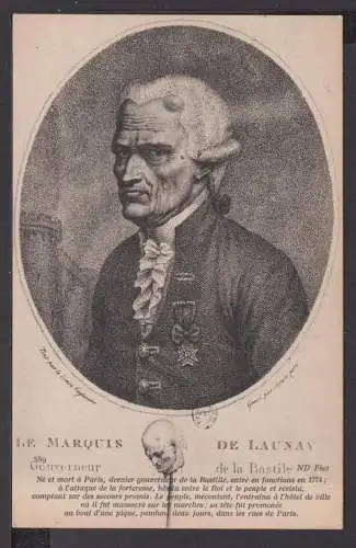 Ansichtskarte Künstlerkarte Marquis de Launay Gouverneur de la Bastille