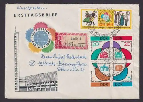 DDR R Brief Zusammendruck Jugend + Studenten Weltfestspiele FDC Kat,-Wert 70,00+