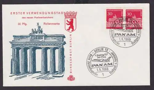 Flugpost Panam Berlin attraktiver Brief Brandenburger Tor Stutgart 1966 Flugzeug