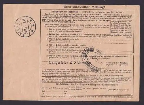 Deutsches Reich Brief Korbdeckel m. gebrochenem Kreis + Deckel Zensur Paketkarte