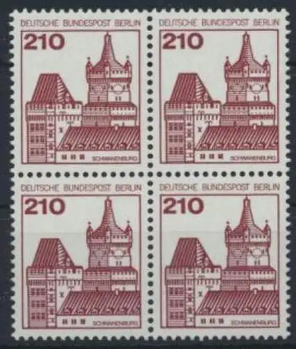 Berlin Burgen & Schlösser 589 210 Pfg. Viererblock Luxus postfrisch