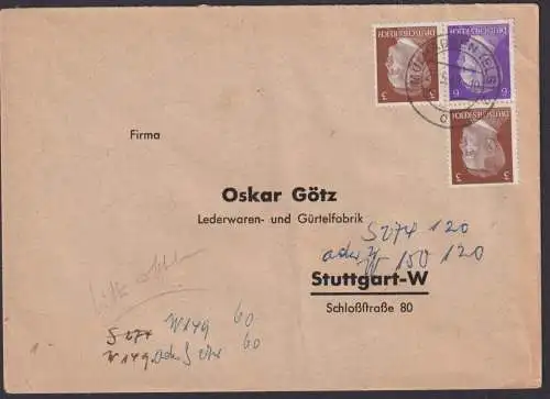 Deutsche Reich Zusammendruck Brief Hindenburg Mulhausen Elsass Frankreich