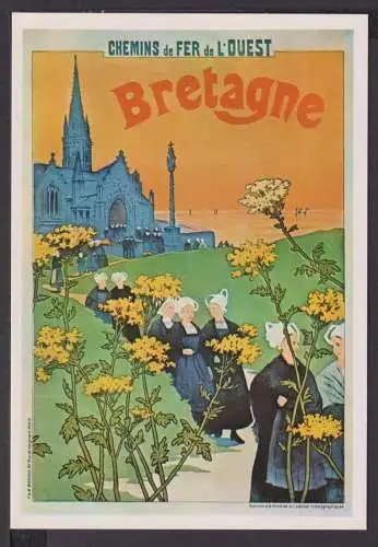 Jugendstil Art Nouveau Künstler Ansichtskarte Chemin de Fer de L Ouest Bretagne