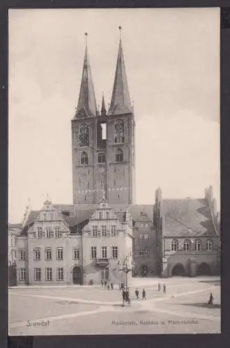 Ansichtskarte Stendal Sachsen-Anhalt Rathaus mit Marienkirche