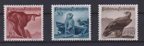 Liechtenstein 253-255 Jagd Tiere Greifvögel Steinadler tadellos Kat 30,00